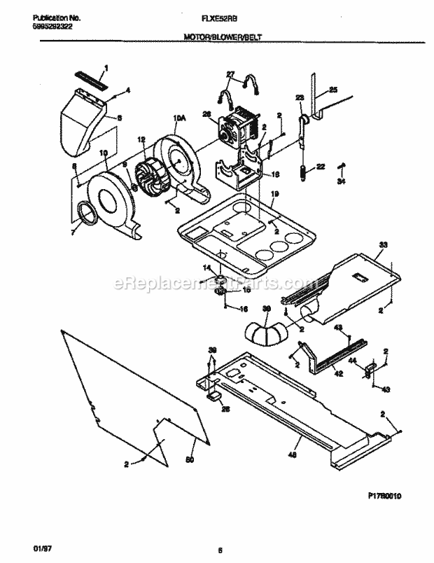 Frigidaire FLXE52RBS4 Frigidaire Laundry Center Motor / Blower / Belt Diagram