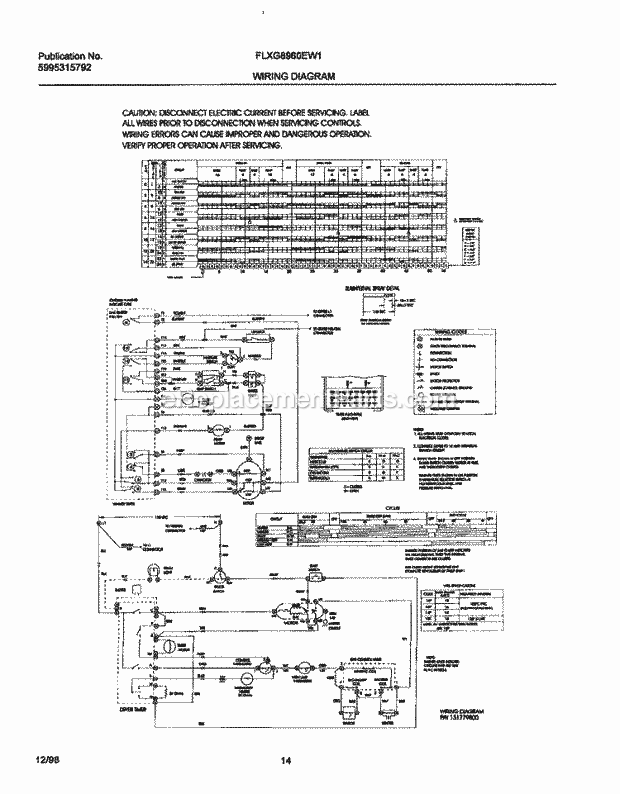 Frigidaire FLXG8960EW1 Frg/Laundry Center Page H Diagram