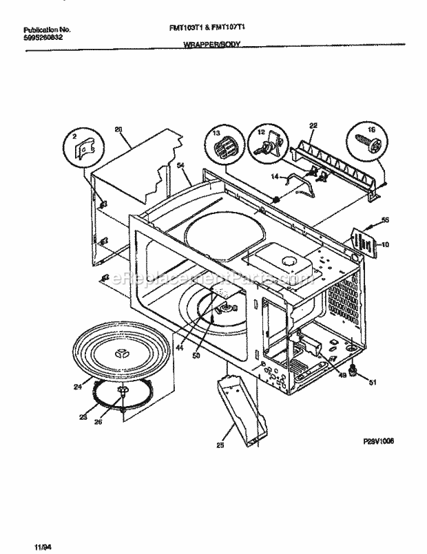Frigidaire FMT107T1W1 Table Top 1.0 Microwave Oven Wrapper / Body Diagram