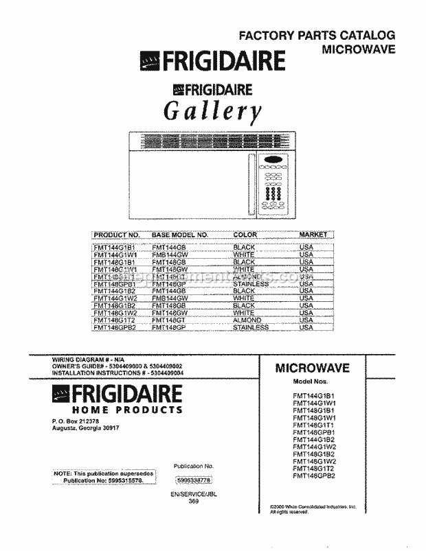 Frigidaire FMT144G1W2 Microwave Hood Combo Microwave Page C Diagram
