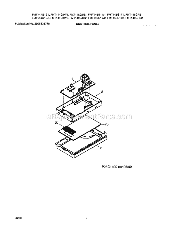 Frigidaire FMT148GPB1 Microwave Hood Combo Microwave Control Panel Diagram