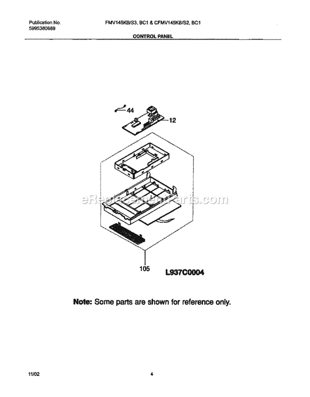 Frigidaire FMV145KS3 Table Top Microwave Control Panel Diagram