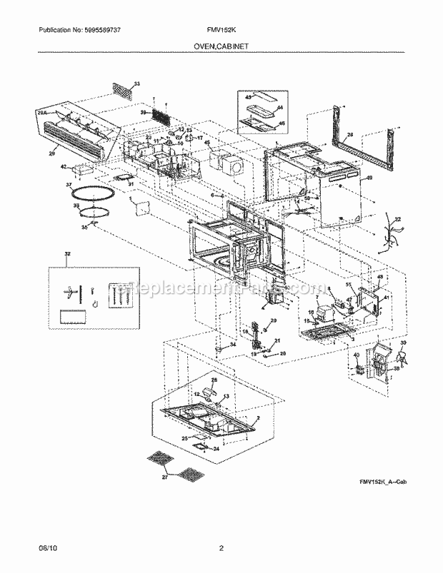 Frigidaire FMV152KMA Microwave Oven,Cabinet Diagram