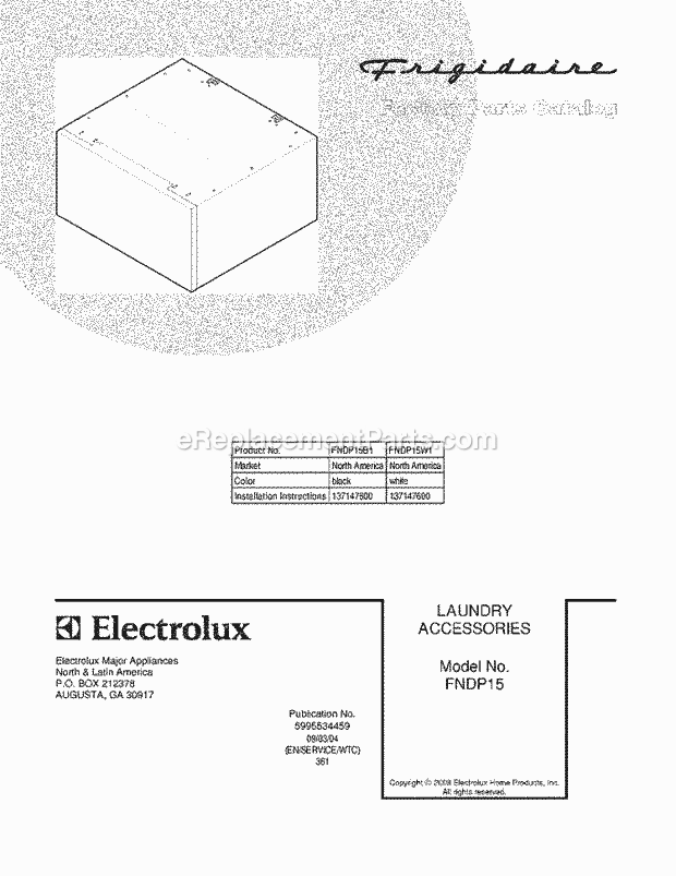 Frigidaire FNDP15B1Parts Page B Diagram