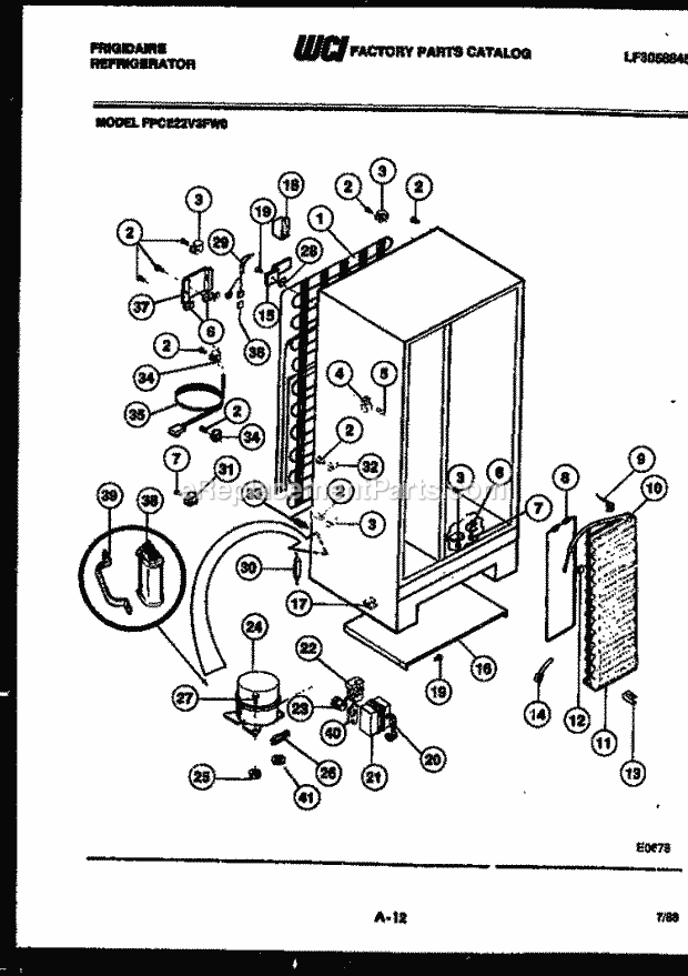 Frigidaire FPCE22V3FW0 Side-By-Side Refrigerator Side by Side System and Automatic Defrost Parts Diagram