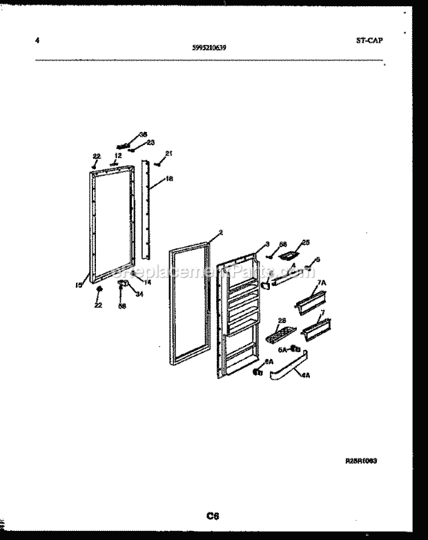 Frigidaire FPCI19VPL1 Side-By-Side Side-By-Side Refrigerator Refrigerator Door Parts Diagram