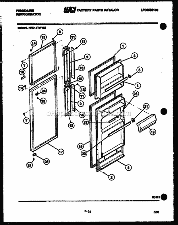 Frigidaire FPD14TIFA0 Top Freezer Refrigerator Top Mount Door Parts Diagram