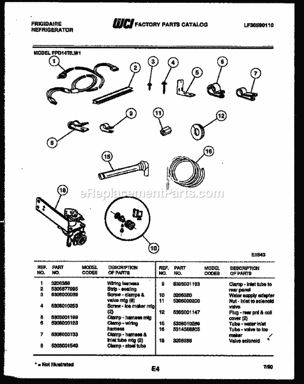 Frigidaire FPD14TILL1 Top Freezer Refrigerator Top Mount Ice Maker Installation Parts Diagram