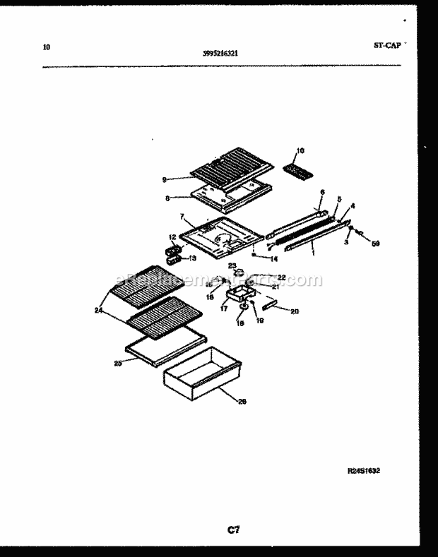 Frigidaire FPD14TPLW1 Top Freezer Top Mount Refrigerator Page F Diagram