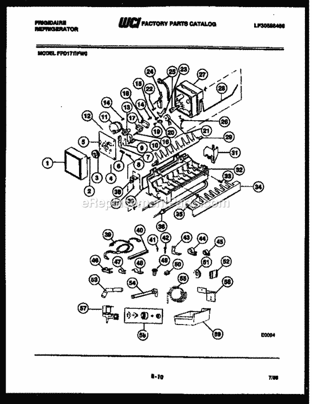 Frigidaire FPD17TIFA0 Top Freezer Refrigerator Top Mount Ice Maker and Installation Parts Diagram