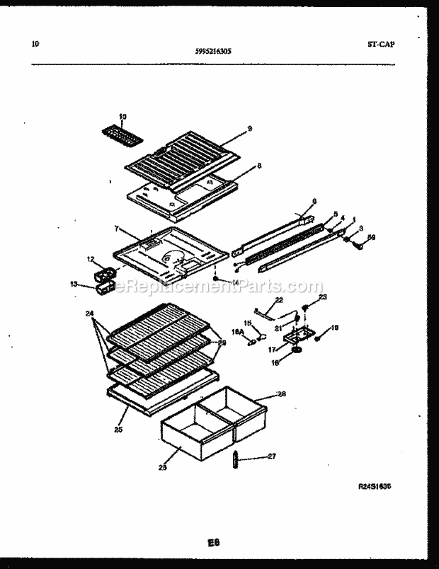 Frigidaire FPD17TPH1 Top Freezer Top Mount Refrigerator Page F Diagram