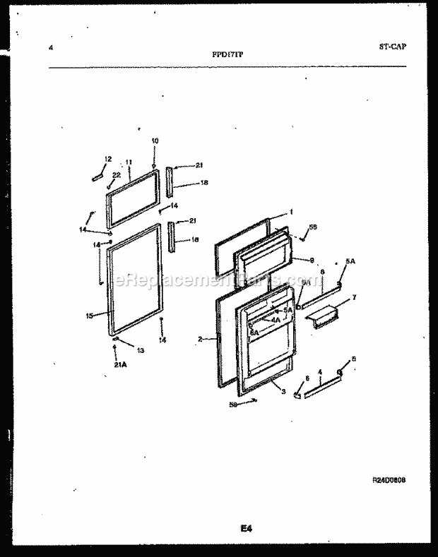 Frigidaire FPD17TPL0 Top Freezer Top Mount Refrigerator Page D Diagram