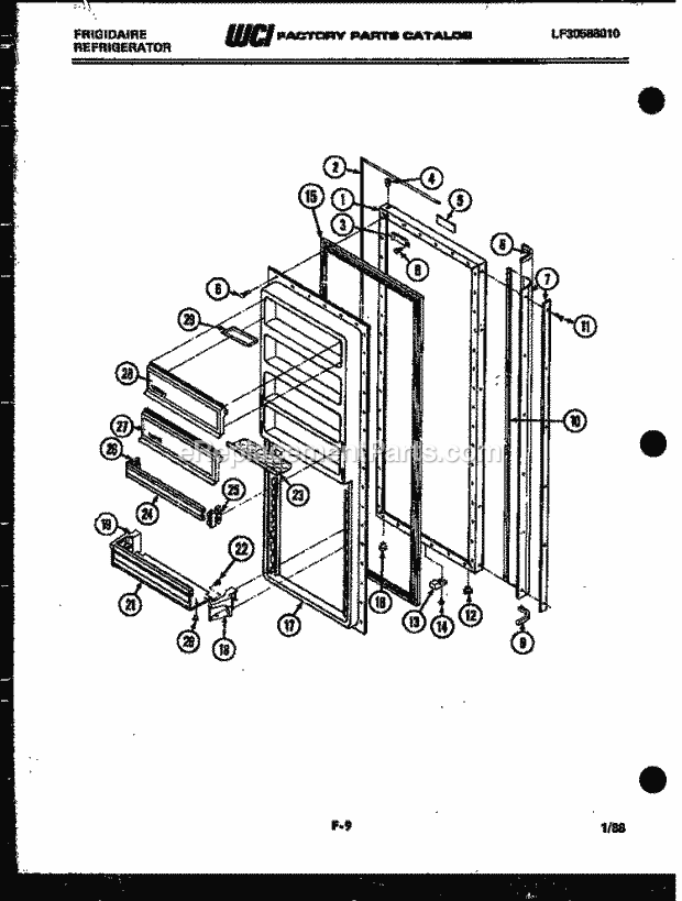 Frigidaire FPE22V3AW1 Side-By-Side Refrigerator Side by Side Refrigerator Door Parts Diagram