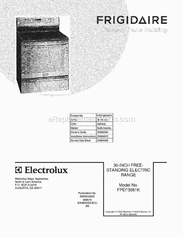 Frigidaire FPEF3081KFA Range Page C Diagram