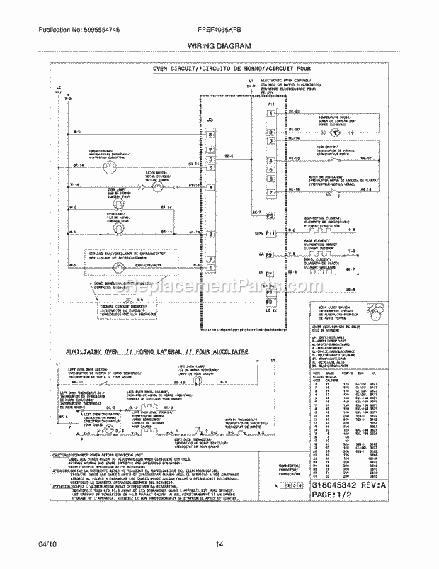 Frigidaire FPEF4085KFB Range Page H Diagram