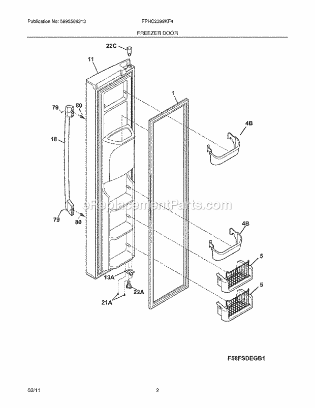 Frigidaire FPHC2399KF4 Refrigerator Freezer Door Diagram