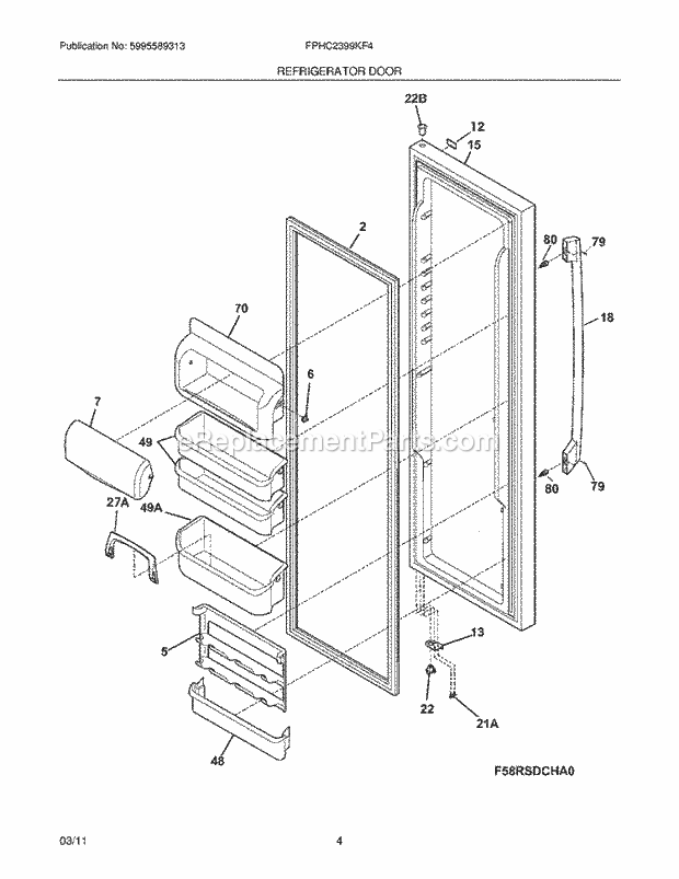 Frigidaire FPHC2399KF4 Refrigerator Refrigerator Door Diagram