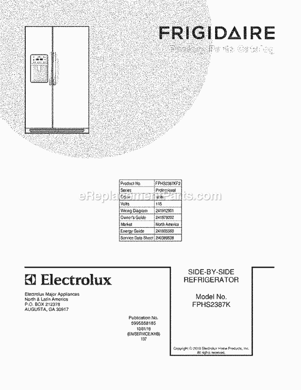 Frigidaire FPHS2387KF2 Refrigerator Page C Diagram