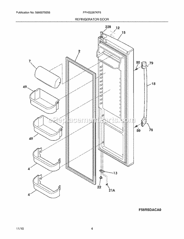 Frigidaire FPHS2387KF5 Refrigerator Refrigerator Door Diagram