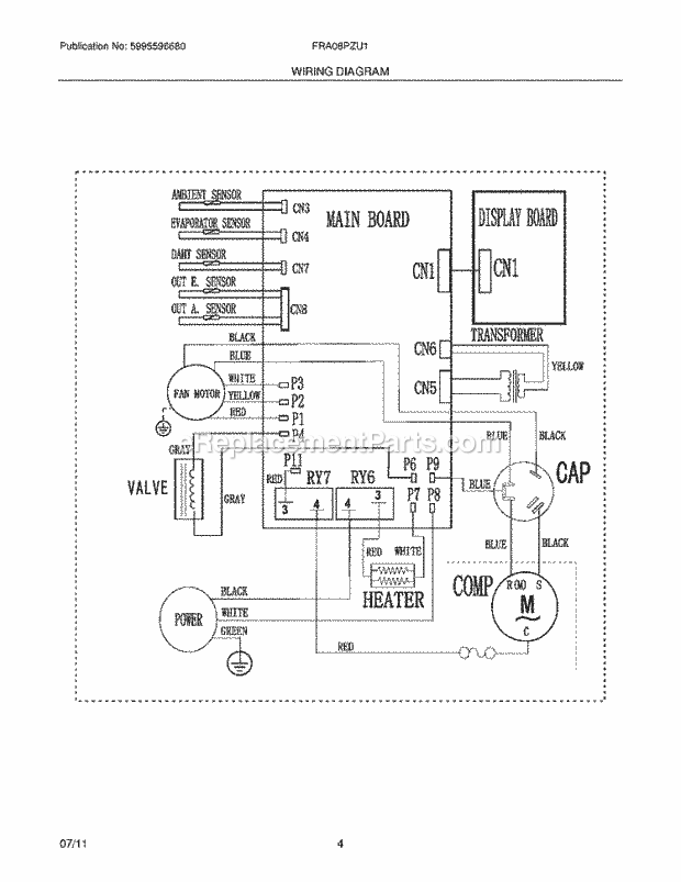 Frigidaire FRA08PZU110 Room Air Conditioner Page C Diagram