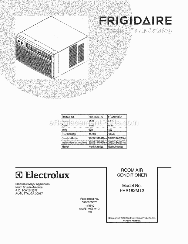 Frigidaire FRA182MT20 Air Conditioner Page B Diagram