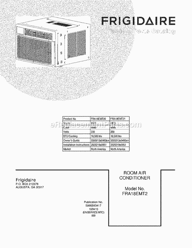 Frigidaire FRA18EMT20 Air Conditioner Page B Diagram