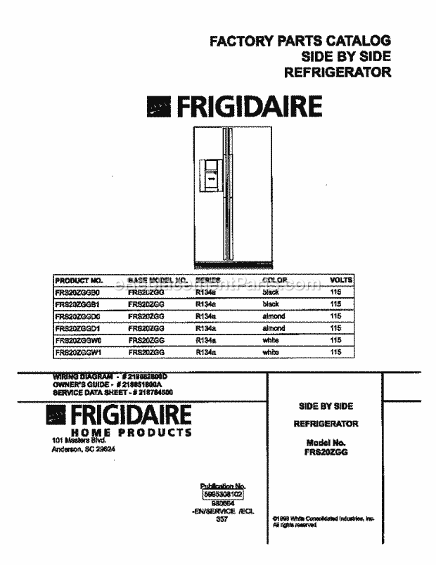 Frigidaire FRS20ZGGB1 Side-By-Side Frs20zggw0/1 Page C Diagram