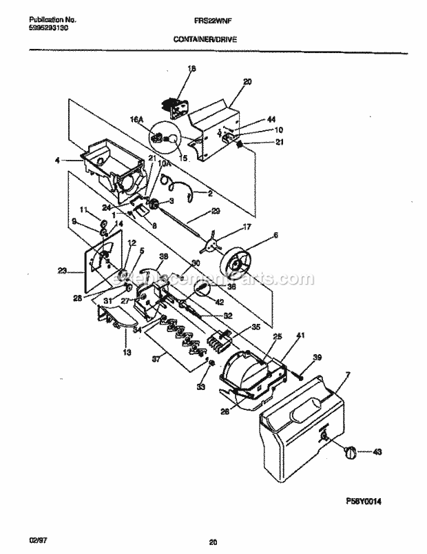 Frigidaire FRS22WNFW0 Side-By-Side Frigidaire Side by Side Refrigerator Container / Drive Diagram