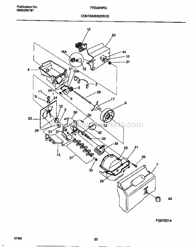 Frigidaire FRS22WRCD3 Side-By-Side Frigidaire Side by Side Refrigerator Container / Drive Diagram