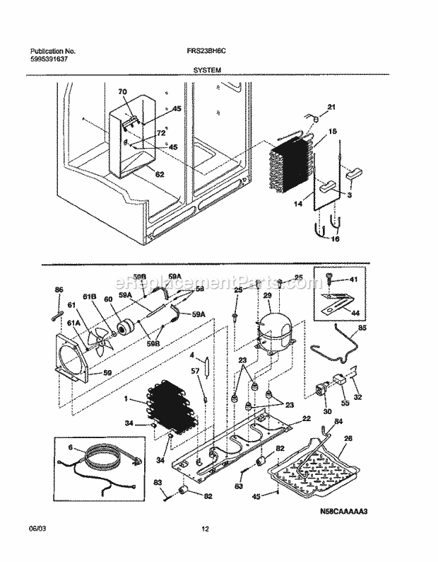Frigidaire FRS23BH6CQ0 Side-By-Side Sxs Refrigerator System Diagram