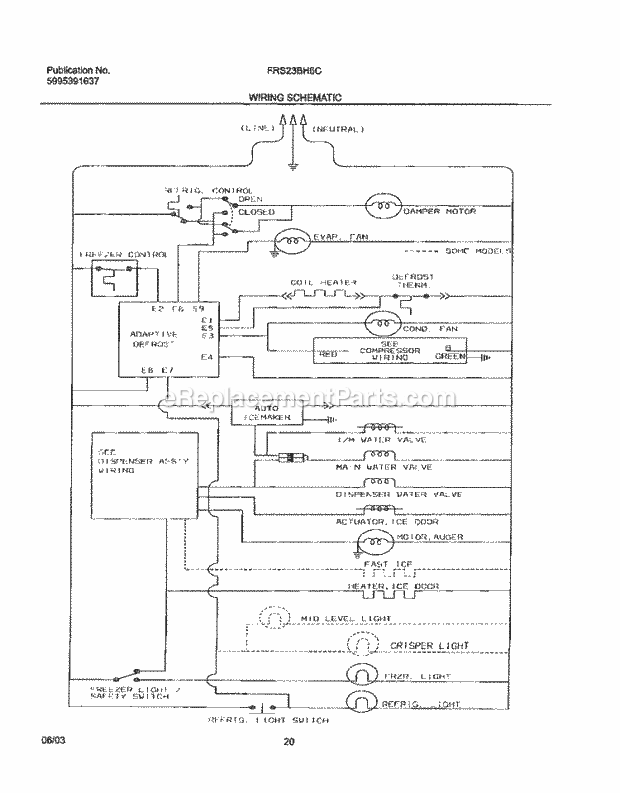 Frigidaire FRS23BH6CQ0 Side-By-Side Sxs Refrigerator Page L Diagram