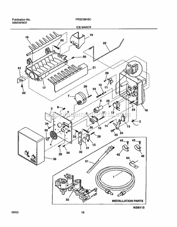 Frigidaire FRS23BH6CQ0 Side-By-Side Sxs Refrigerator Ice Maker Diagram