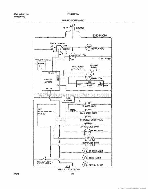 Frigidaire FRS23F5AB4 Side-By-Side Refrigerator Page L Diagram