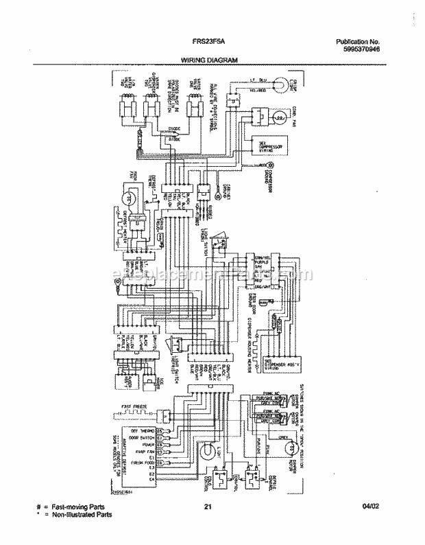 Frigidaire FRS23F5AW5 Side-By-Side Refrigerator Page K Diagram