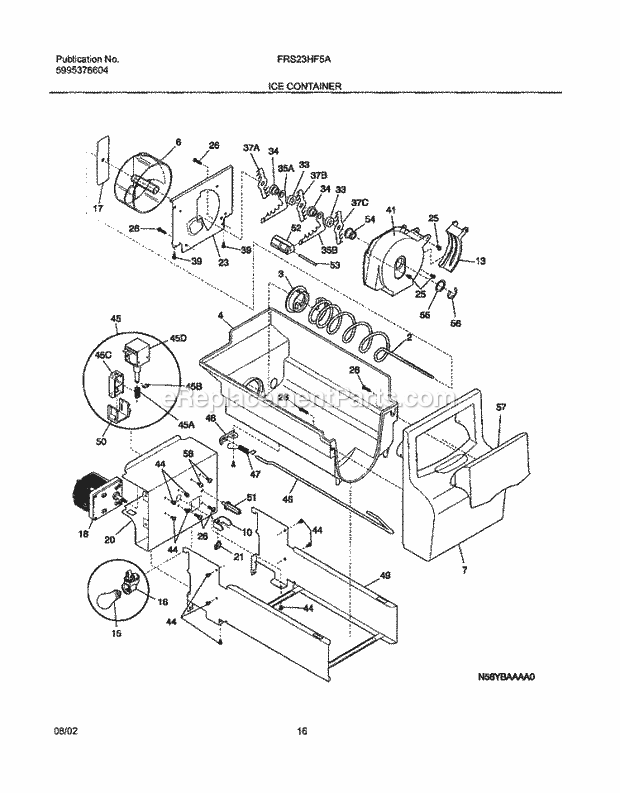 Frigidaire FRS23HF5AQ5 Side-By-Side Refrigerator Ice Container Diagram