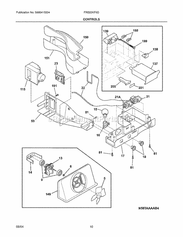 Frigidaire FRS23KF6DW1 Side-By-Side Refrigerator Controls Diagram