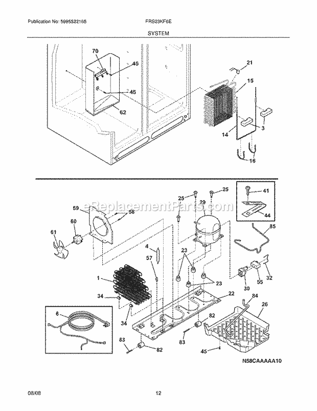 Frigidaire FRS23KF6EWA Refrigerator System Diagram