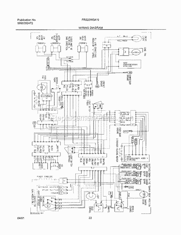 Frigidaire FRS23W3AQ1 Side-By-Side Side-By-Side Refrigerator Page K Diagram