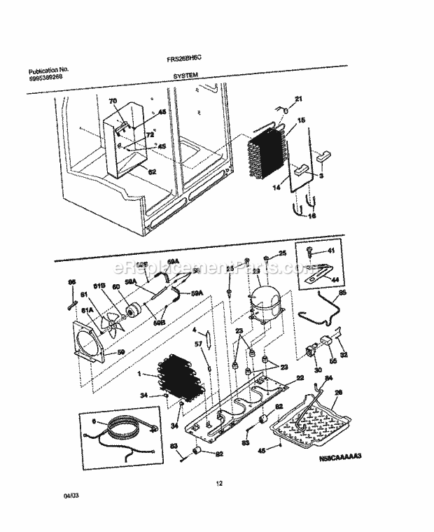 Frigidaire FRS26BH6CQ0 Side-By-Side Sxs Refrigerator System Diagram