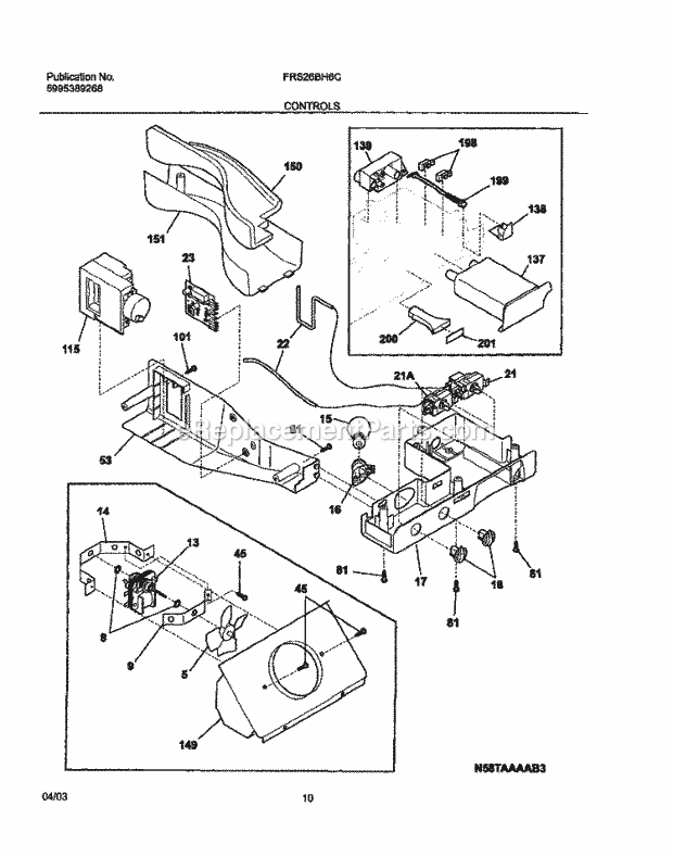 Frigidaire FRS26BH6CS0 Side-By-Side Sxs Refrigerator Controls Diagram