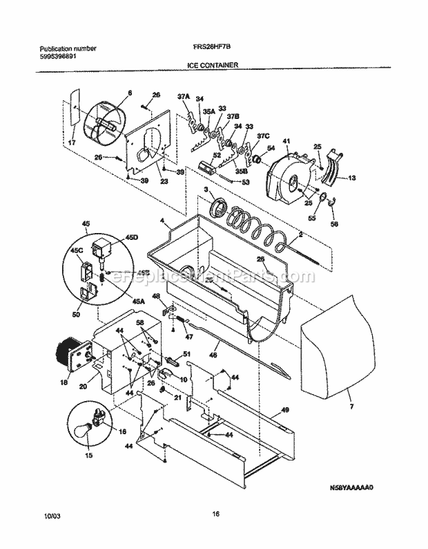 Frigidaire FRS26HF7BW3 Side-By-Side Refrigerator Ice Container Diagram