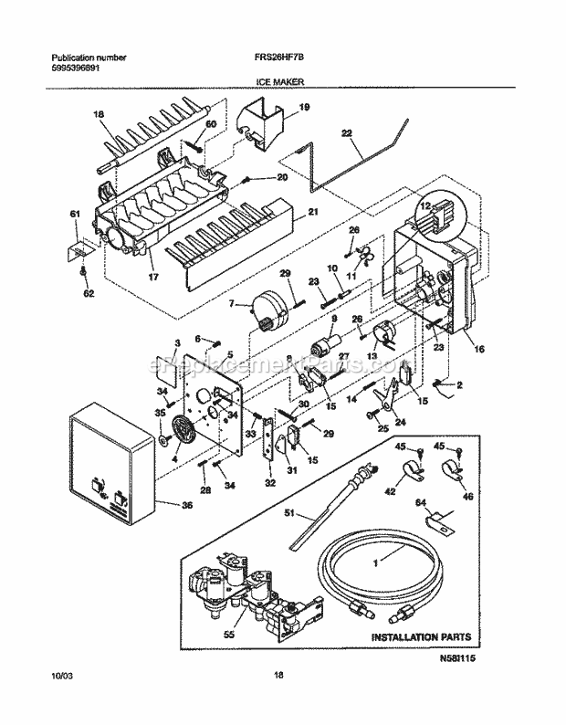 Frigidaire FRS26HF7BW3 Side-By-Side Refrigerator Ice Maker Diagram