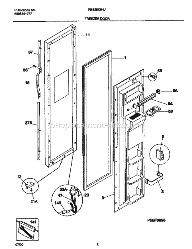 Frigidaire FRS26KR4JQ0 Side-By-Side Side-By-Side Refrigerator Freezer Door Diagram