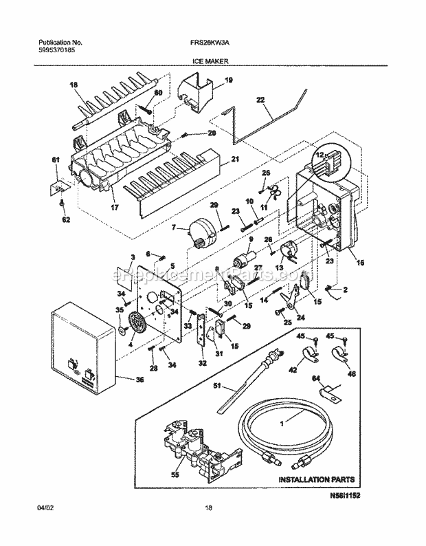 Frigidaire FRS26KW3AW4 Side-By-Side Side-By-Side Refrigerator Ice Maker Diagram