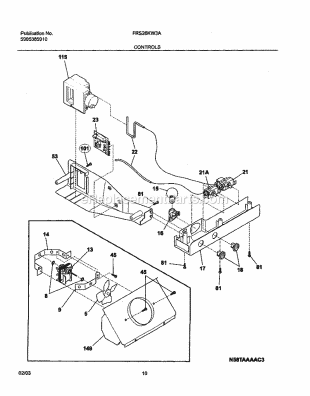 Frigidaire FRS26KW3AW6 Side-By-Side Side-By-Side Refrigerator Controls Diagram
