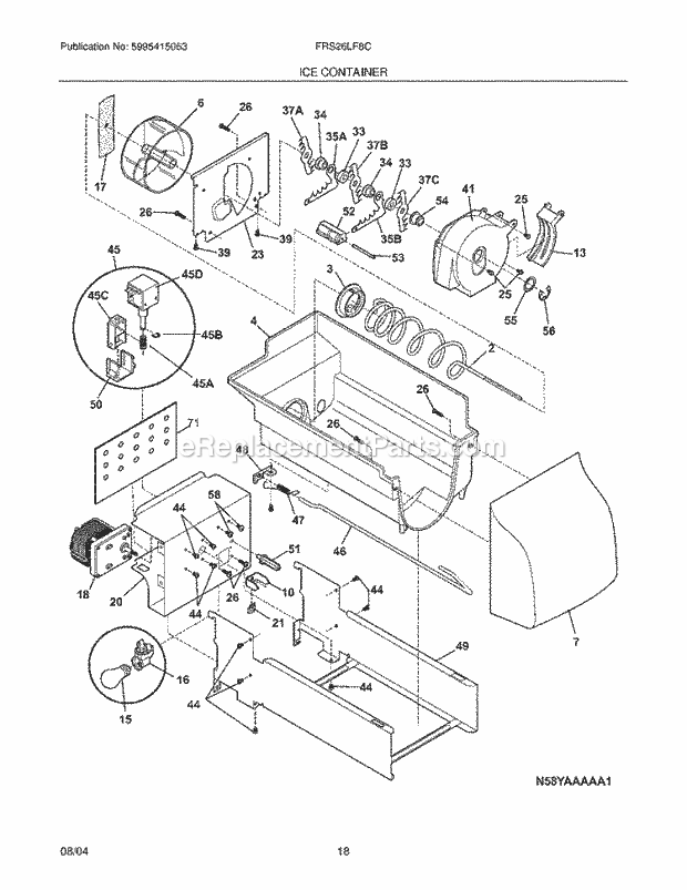 Frigidaire FRS26LF8CB2 Side-By-Side Refrigerator Ice Container Diagram