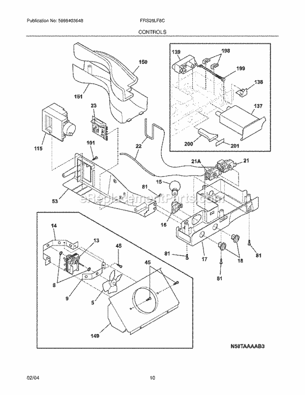 Frigidaire FRS26LF8CQ1 Side-By-Side Refrigerator Controls Diagram