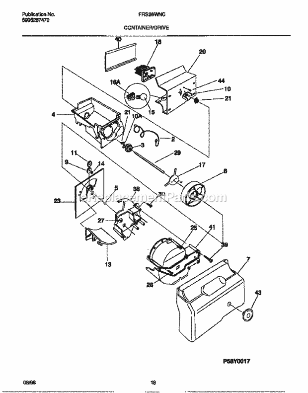 Frigidaire FRS26WNCW3 Side-By-Side Frigidaire Side by Side Refrigerator Container / Drive Diagram