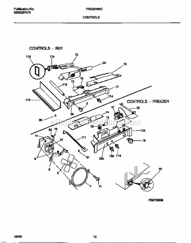 Frigidaire FRS26WNCW3 Side-By-Side Frigidaire Side by Side Refrigerator Controls Diagram