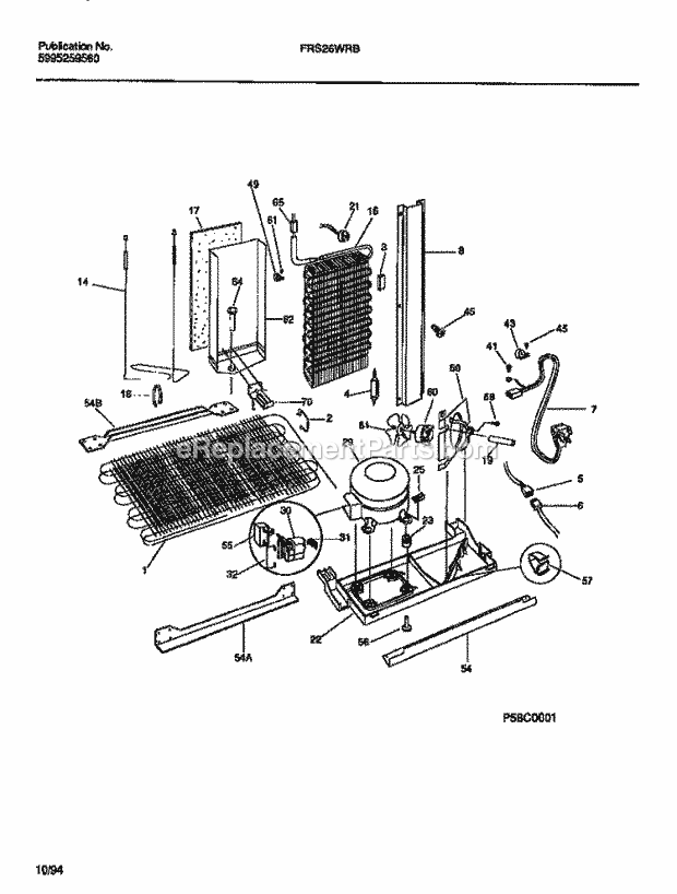 Frigidaire FRS26WRBD0 Side-By-Side Side by Side Refrigerator Cooling System Diagram